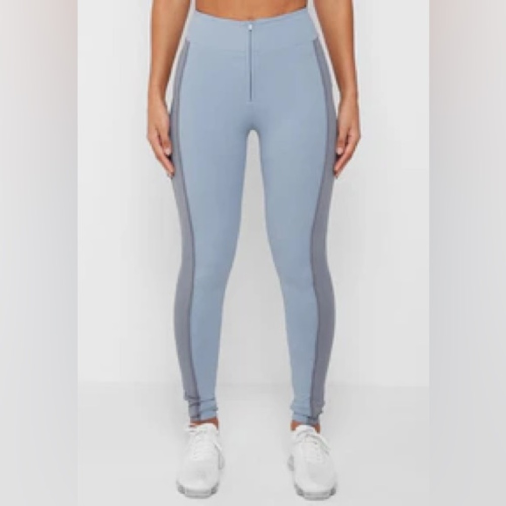 MANEIRE de VOIR HIGH WAISTED PIPED LEGGINGS periwinkle blue gym Pilates yoga SM